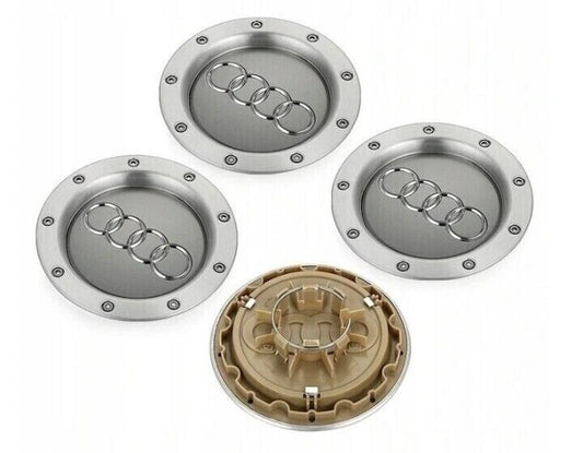 4 Coprimozzi Audi 146mm Cerchi Lega Argento Opaco A3 A4 A5 A6 TT - New *