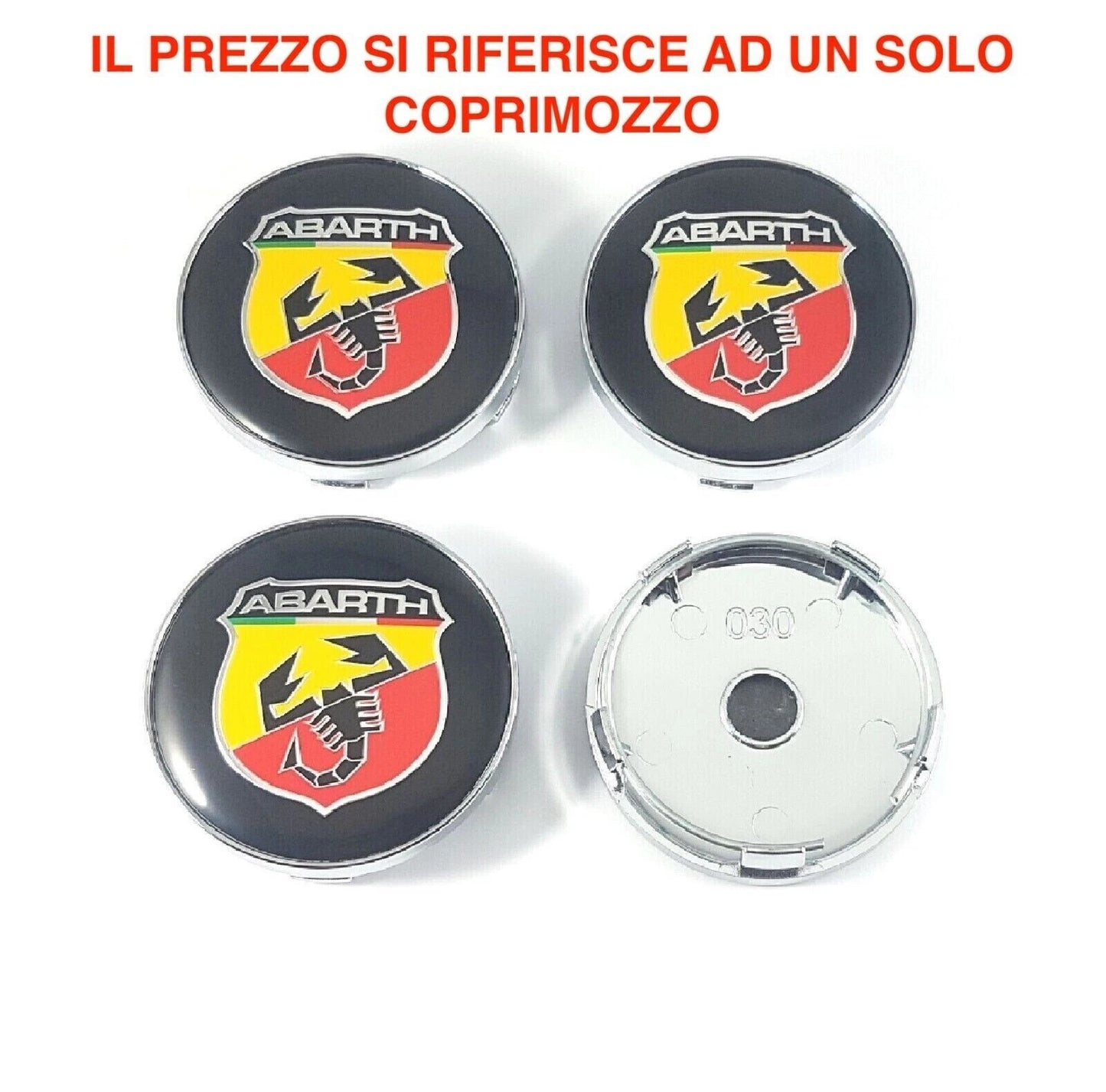 Coprimozzo Centrale 60mm Per Cerchi In Lega Abarth 500 595 695 Tappo Foro Centrale In Abs Resistente Colore Argento E Nero