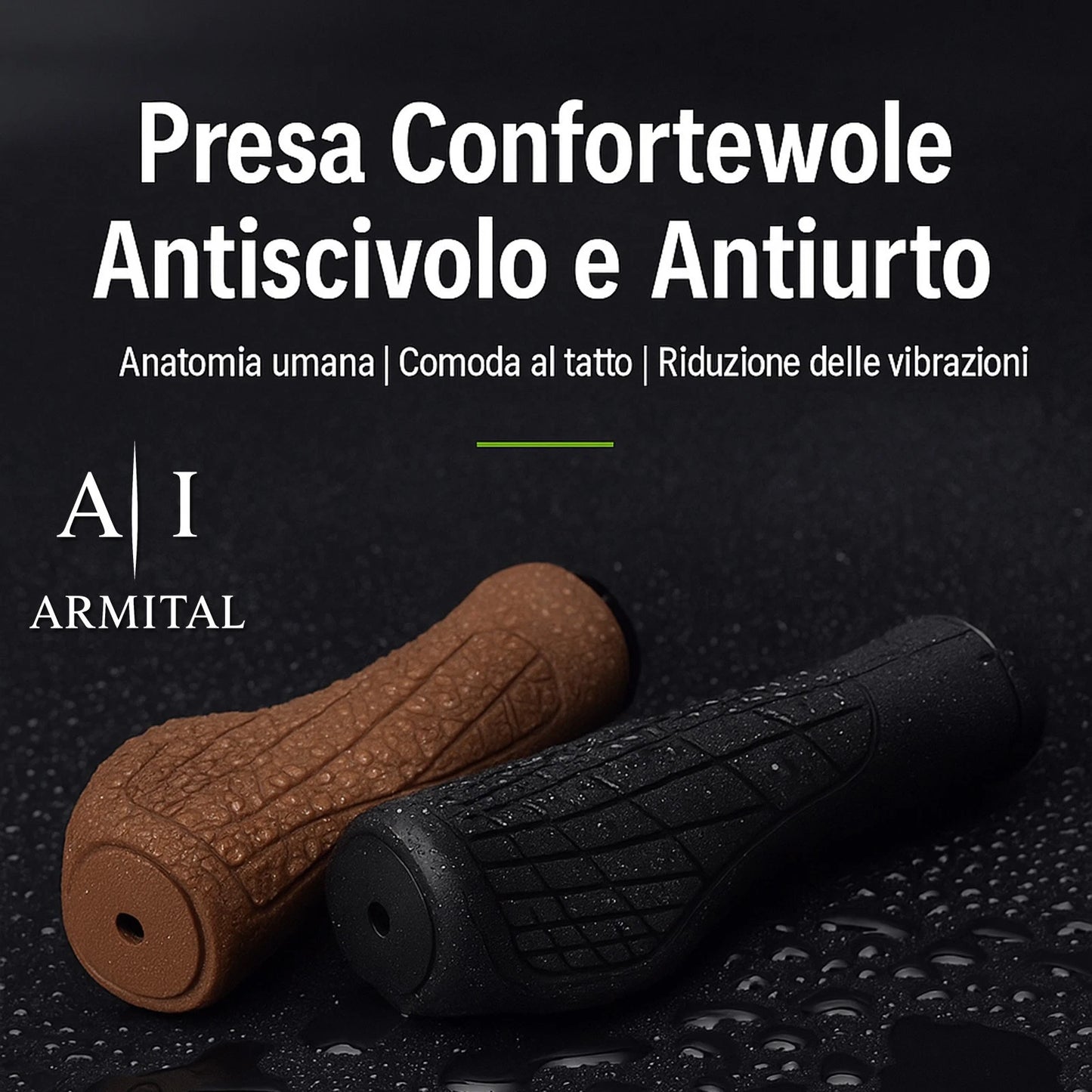 Coppia Manopole MTB Ergonomiche Antiscivolo in Gomma TPR con Doppio Bloccaggio in Alluminio Universali per Bicicletta Mountain Bike BMX e City Bike
