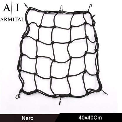 Rete Ragno Elastica Moto Universale 40x40cm Porta Casco e Bagagli con 6 Ganci