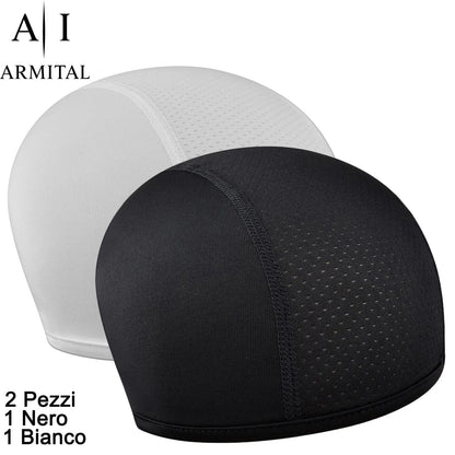 Sottocasco Moto Estivo Traspirante Nero Unisex In Tessuto Tecnico Ad Asciugatura Rapida Per Casco Integrale E Jet