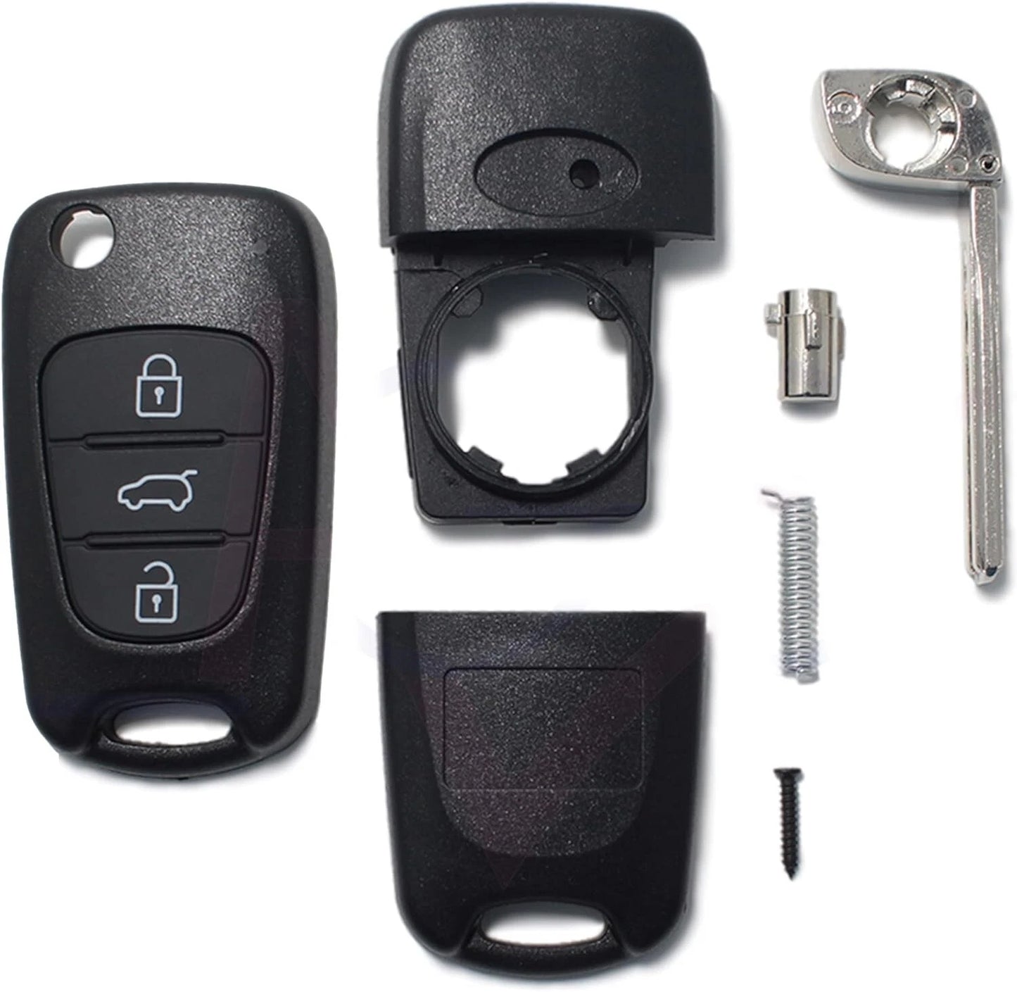 Guscio Scocca Chiave Compatibile Con Hyundai i20 i30 ix20 ix35 Telecomando 3 Tasti Con Lama Vergine E Portabatteria Ricambio Alta Qualità