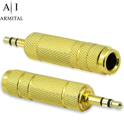 Adattatore Audio Jack 6.35mm Maschio a 3.5mm Femmina Stereo TRS Placcato Oro