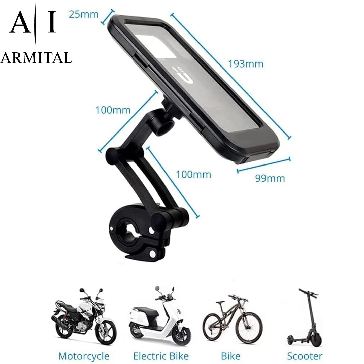 Supporto Smartphone Impermeabile Moto e Bici Rotazione 360 Gradi Touch Screen
