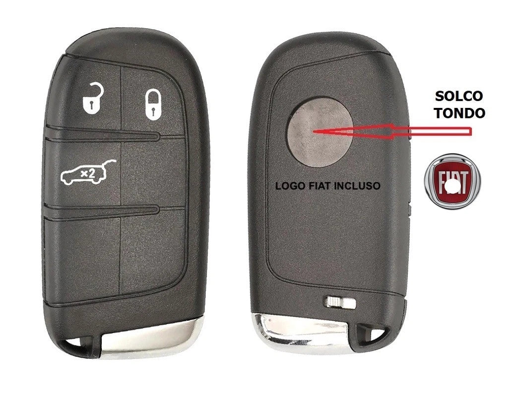 Guscio Cover Chiave Keyless Compatibile Con Fiat 500X Scocca Telecomando 3 Tasti Con Lama Vergine Nera