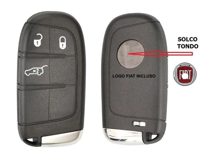 Guscio Cover Chiave Keyless Compatibile Con Fiat 500X Scocca Telecomando 3 Tasti Con Lama Vergine Nera