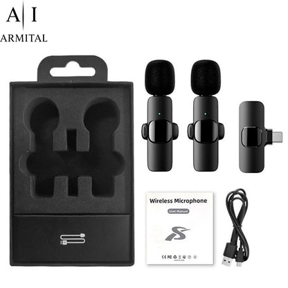 Microfono Lavalier Wireless Professionale Doppio per iPhone 15 Android e PC