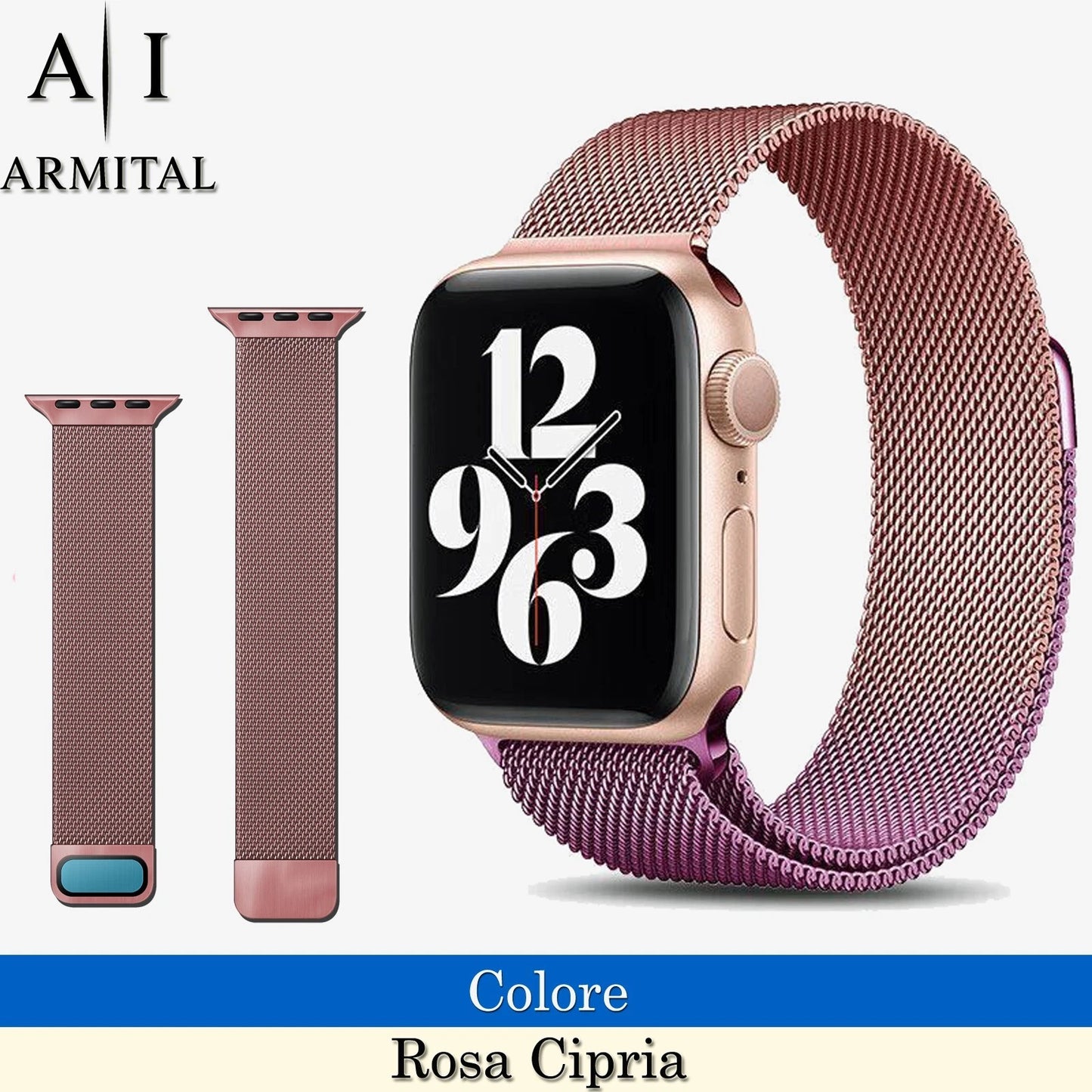 Cinturino Maglia Milanese In Acciaio Inossidabile Per Apple Watch Chiusura Magnetica Regolabile Universale 38mm-49mm Design Elegante E Traspirante