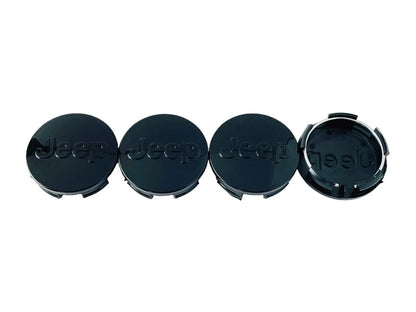 Set 4 Tappi Coprimozzo da 63mm Compatibili con Jeep Renegade Compass Cherokee Cerchi in Lega Design Lucido ad Incastro