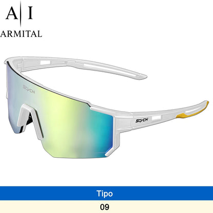 Occhiali da Ciclismo e Sport Outdoor UV400 Lenti HD Antivento in Policarbonato