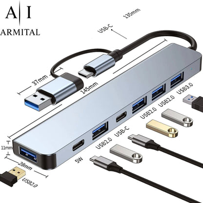 Hub USB-C 8 in 2 Docking Station Adattatore Universale MacBook e PC Laptop