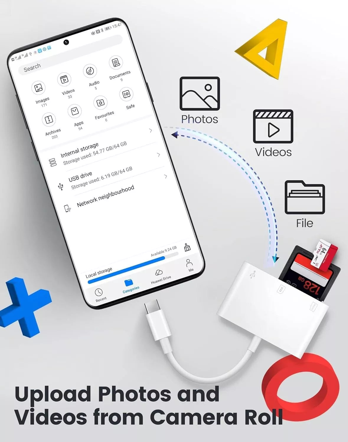 Adattatore USB-C OTG Lettore Schede SD Micro SD per iPhone 16 iPad e MacBook