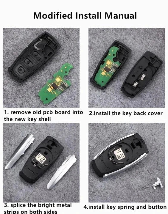 Guscio Cover Telecomando Compatibile Audi A1 A3 A4 A6 Q2 Q3 Q7 TT Chiave 3 Tasti Finitura Lucida o Opaca Con Lama Vergine