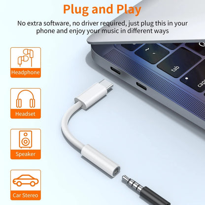 Adattatore USB-C a Jack 3.5mm DAC Alta Fedeltà per iPhone 16 Samsung e Pixel