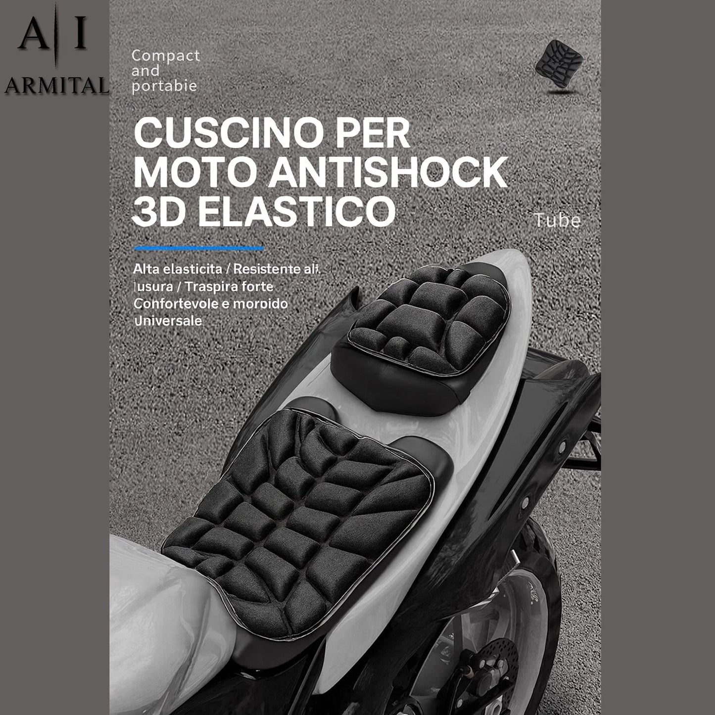 Cuscino Sella Moto 3D Gel Universale Traspirante Ergonomico Antiscivolo