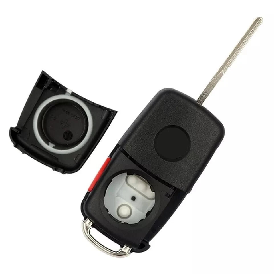 Guscio Cover Telecomando Compatibile Volkswagen 3 Tasti Con Tasto Panic E Lama A Scatto Per Golf Polo Bora Passat