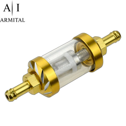Filtro Carburante 8mm Universale in Vetro e Alluminio CNC per Moto ATV e Auto