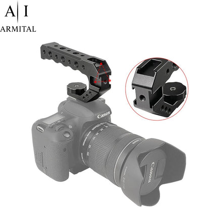 Maniglia Superiore Alluminio CNC per Fotocamere DSLR Mirrorless con Cold Shoe