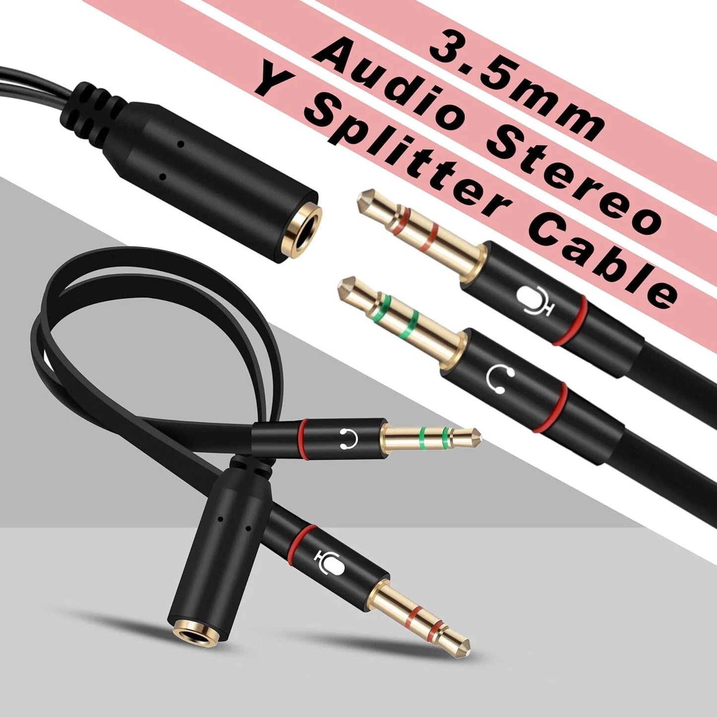 Adattatore Sdoppiatore Audio Jack 3.5mm Y Cavo per Cuffie e Microfono PC Laptop
