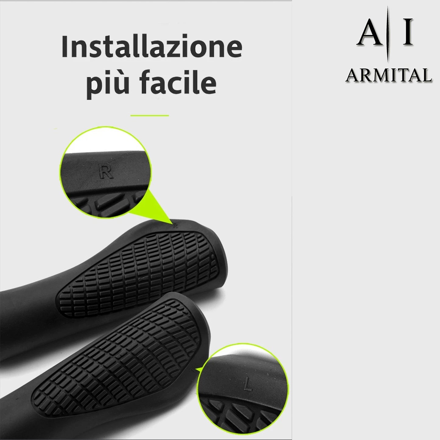 Coppia Manopole MTB Ergonomiche Antiscivolo in Gomma TPR con Doppio Bloccaggio in Alluminio Universali per Bicicletta Mountain Bike BMX e City Bike
