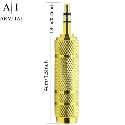 Adattatore Audio Jack 6.35mm Maschio a 3.5mm Femmina Stereo TRS Placcato Oro