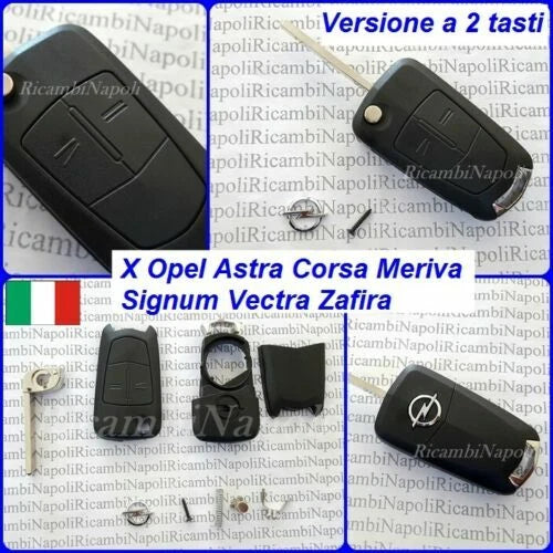 Guscio Scocca Chiave Compatibile Con Opel Astra H Corsa D Meriva Zafira - Custodia Ricambio 2/3 Tasti Con Lama