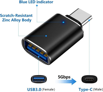 Adattatore OTG USB-C a USB 3.0 SuperSpeed 5Gbps per Smartphone Laptop e Tablet
