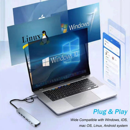 Hub USB-C 8 in 2 Docking Station Adattatore per MacBook PC USB 3.0 SD Audio