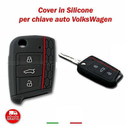 Guscio Protettivo In Silicone Per Chiave Volkswagen Golf 7 GTI Polo Tiguan Seat - Custodia Morbida 3 Tasti Antiurto E Antigraffio