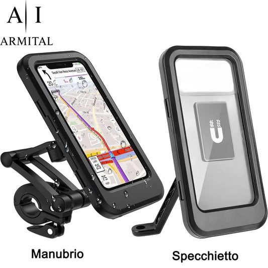 Supporto Smartphone Impermeabile Per Bici E Moto Rotazione 360 Gradi Custodia Rigida Touch Screen Universale Fino A 6.7 Pollici