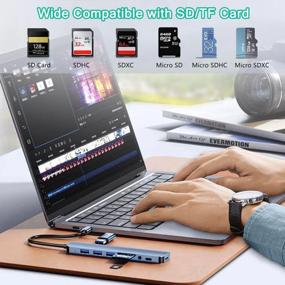 Hub USB-C 8 in 2 Docking Station Adattatore per MacBook PC USB 3.0 SD Audio