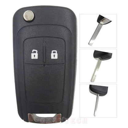 Guscio Chiave Telecomando 2 Tasti Compatibile Con Chevrolet Cruze Aveo Spark Captiva Trax Orlando - Cover Ricambio Con Lama A Scatto E Kit Montaggio