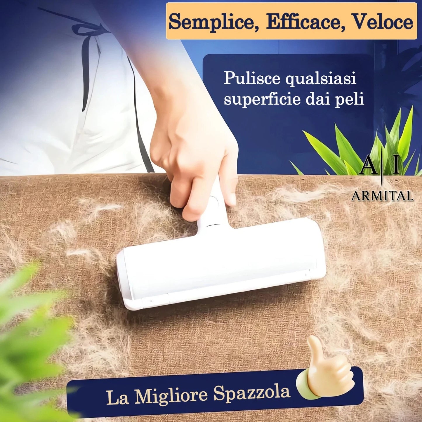Spazzola Rullo Autopulente Rimuovi Peli Animali Professionale Per Divani Tappeti Sedili Auto E Tessuti
