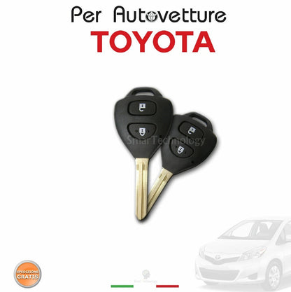 Guscio Chiave Auto Per Toyota Auris Avensis Corolla Yaris Rav4 - Scocca Ricambio 2 Tasti In ABS Con Lama Vergine