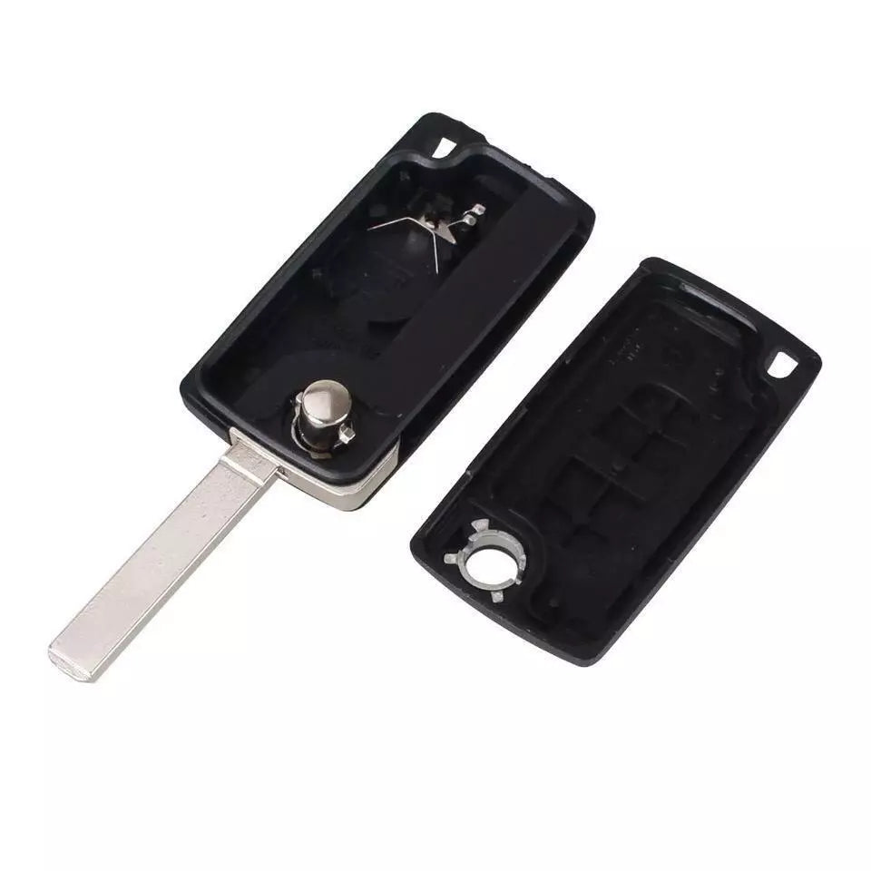 Guscio Telecomando Compatibile Per Chiave Citroen C1 C2 C3 C4 C5 Scocca Ricambio 2 Tasti Con Lama A Scatto E Vano Batteria