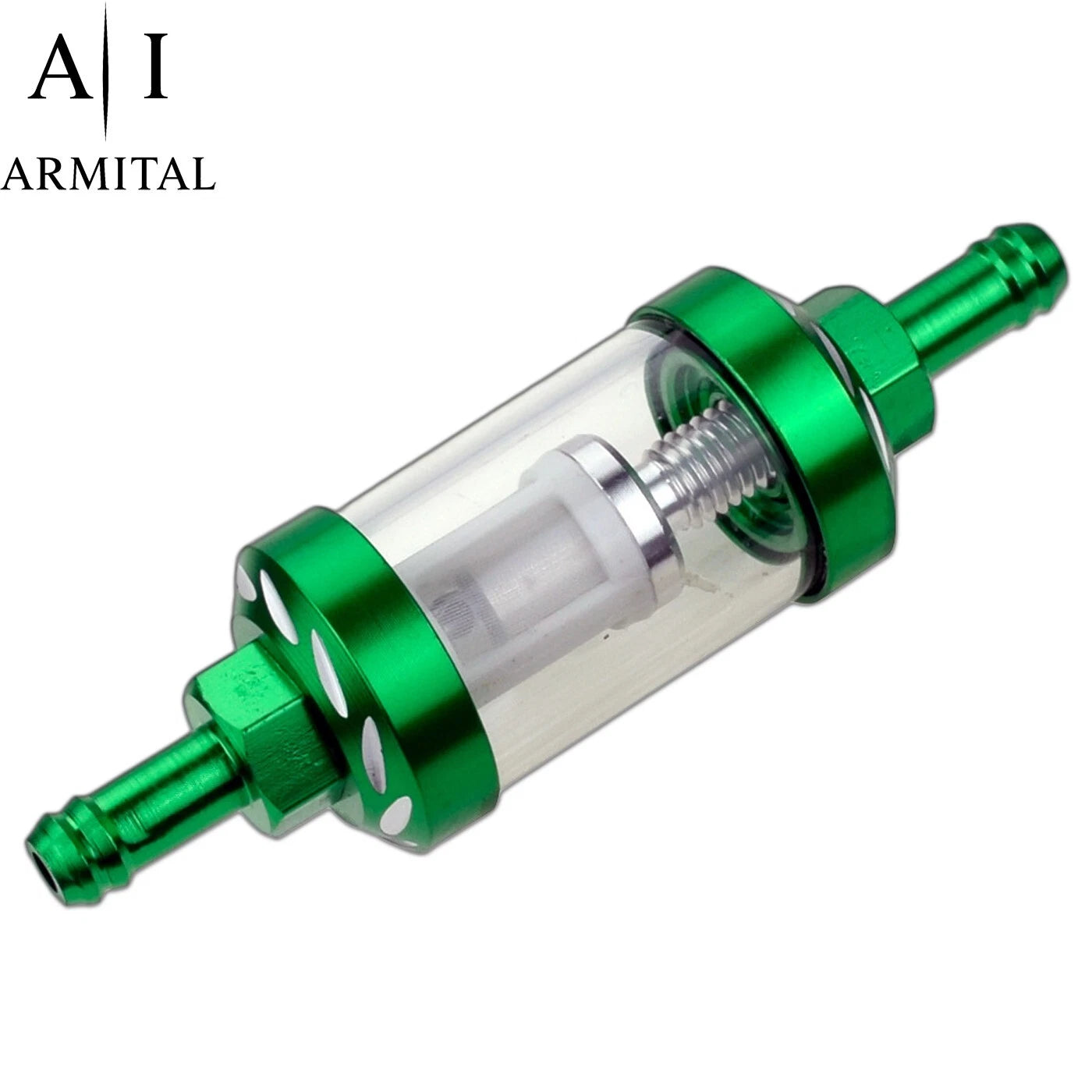 Filtro Carburante 8mm Universale in Vetro e Alluminio CNC per Moto ATV e Auto