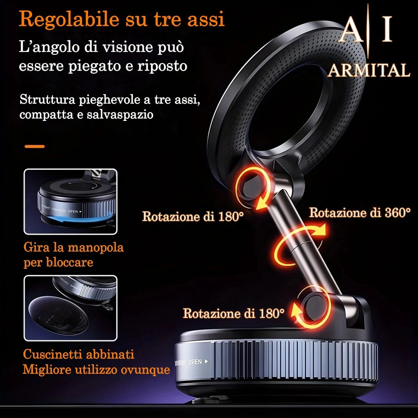 Supporto Auto Magnetico Universale Pieghevole 360 Gradi per iPhone e Android