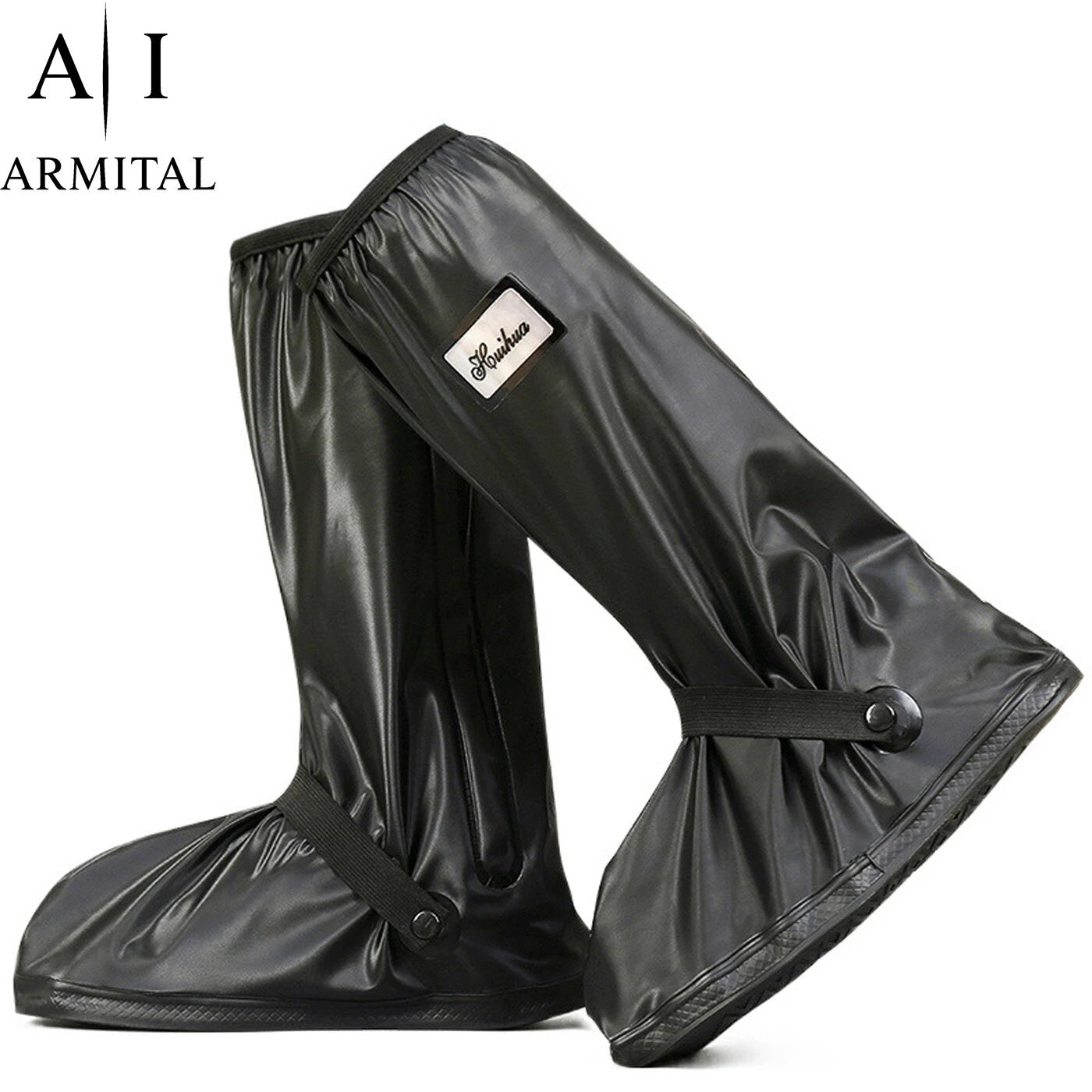 Copriscarpe Impermeabili Moto e Bici Antiscivolo in PVC Riutilizzabili Neri