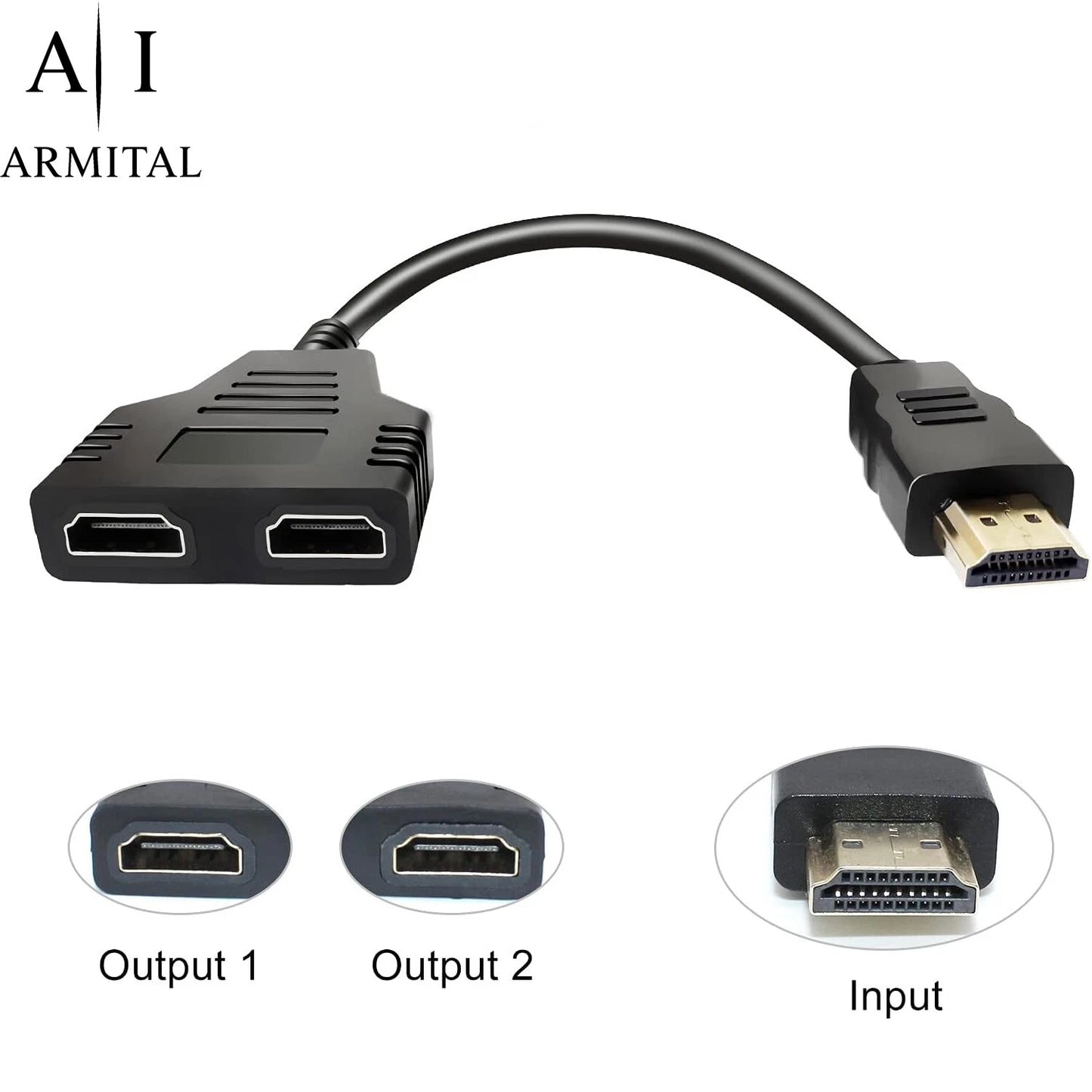 Splitter HDMI 1 Maschio a 2 Femmine Cavo Sdoppiatore Segnale Mirroring 30cm