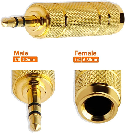 Adattatore Audio Jack 6.35mm Maschio a 3.5mm Femmina Stereo TRS Placcato Oro