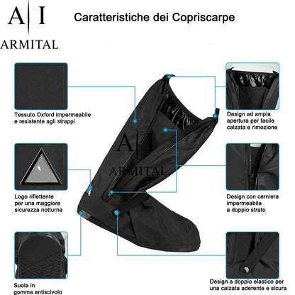 Copriscarpe Impermeabili Professionali In PVC Antiscivolo Per Moto Bici E Trekking Protezione Pioggia Neve E Fango Taglie S-XXL