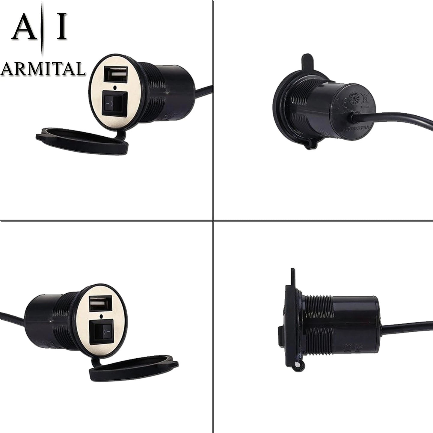 Caricatore USB Moto Universale 12V 24V Impermeabile IP65 Ricarica Rapida con Interruttore ON/OFF per Smartphone e GPS