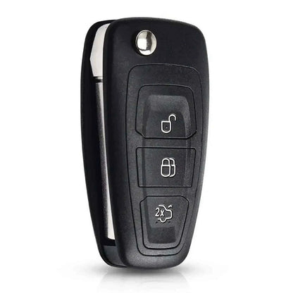 Guscio Telecomando 3 Tasti Compatibile Con Ford Kuga Fiesta Focus C-Max Ka Transit Cover Chiave Con Lama A Scatto