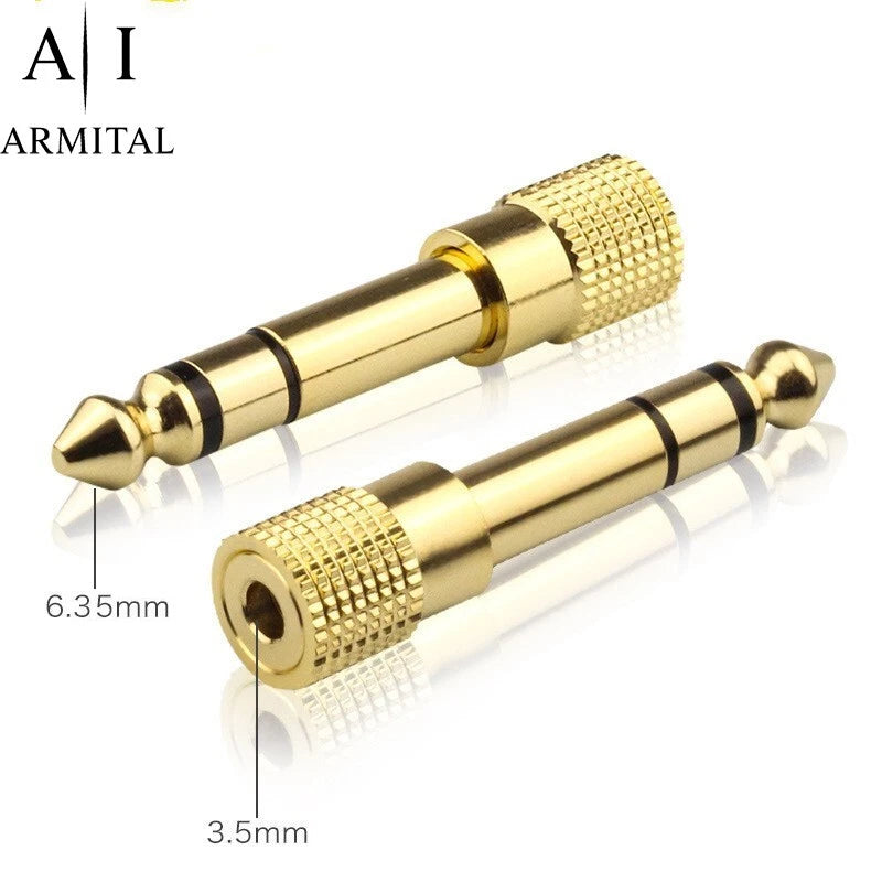 Adattatore Audio Jack 6.35mm Maschio a 3.5mm Femmina Cuffie Stereo Placcato Oro