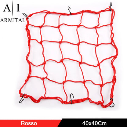 Rete Ragno Elastica Moto Universale 40x40cm Porta Casco e Bagagli con 6 Ganci Antigraffio Regolabili