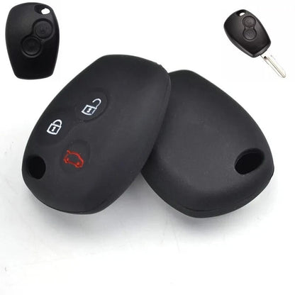 Guscio Cover In Silicone Nero Per Telecomando Chiave Dacia Duster Logan Sandero Renault E Smart - Protezione 2/3 Tasti Resistente E Antiscivolo