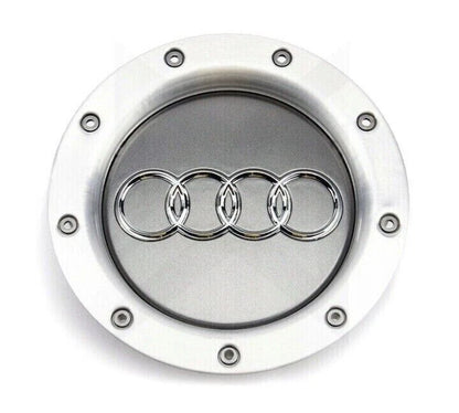 Set 4 Tappi Coprimozzi Compatibili Audi Diametro 146mm Colore Argento Opaco Per Cerchi In Lega A3 A4 A5 A6 TT