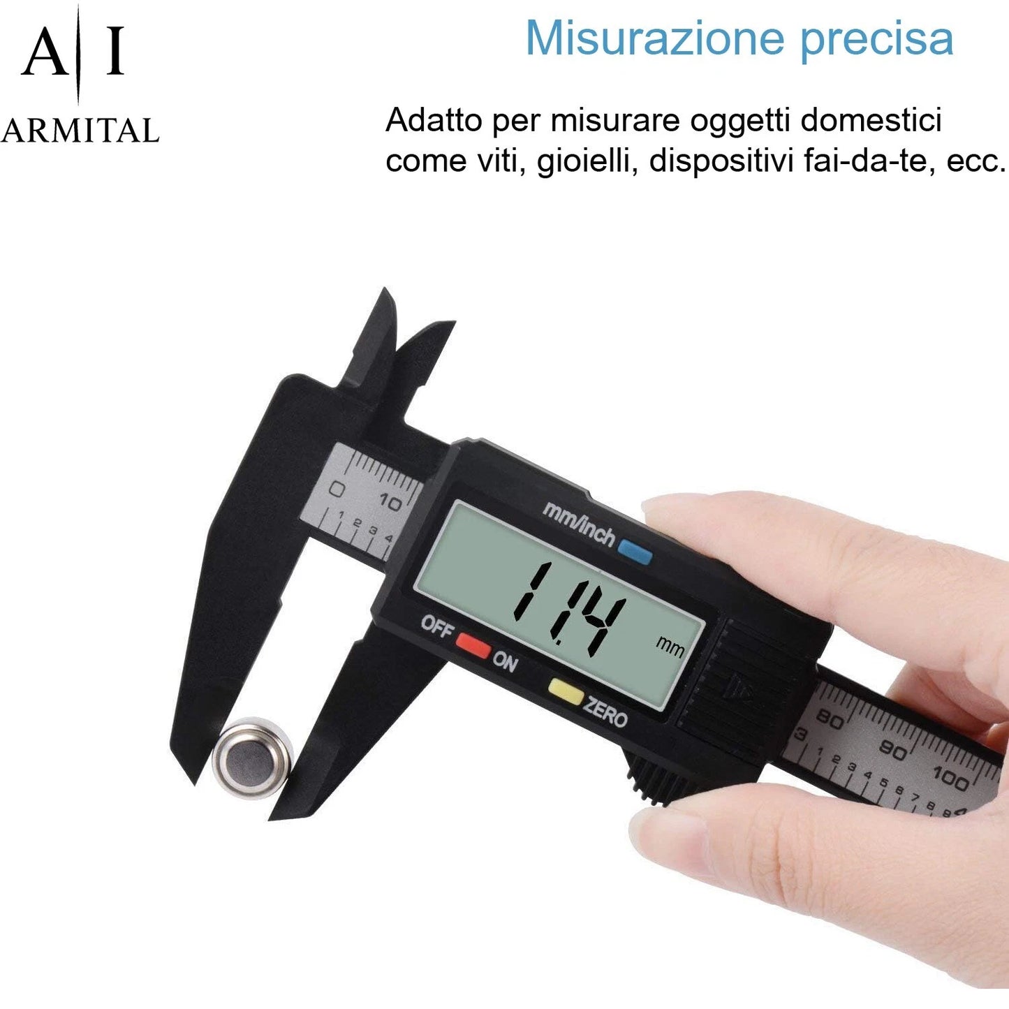 Calibro Digitale 0-150mm LCD Professionale per Misurazioni Millimetri e Pollici