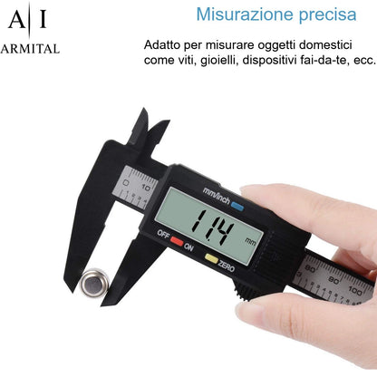 Calibro Digitale 0-150mm LCD Professionale per Misurazioni Millimetri e Pollici