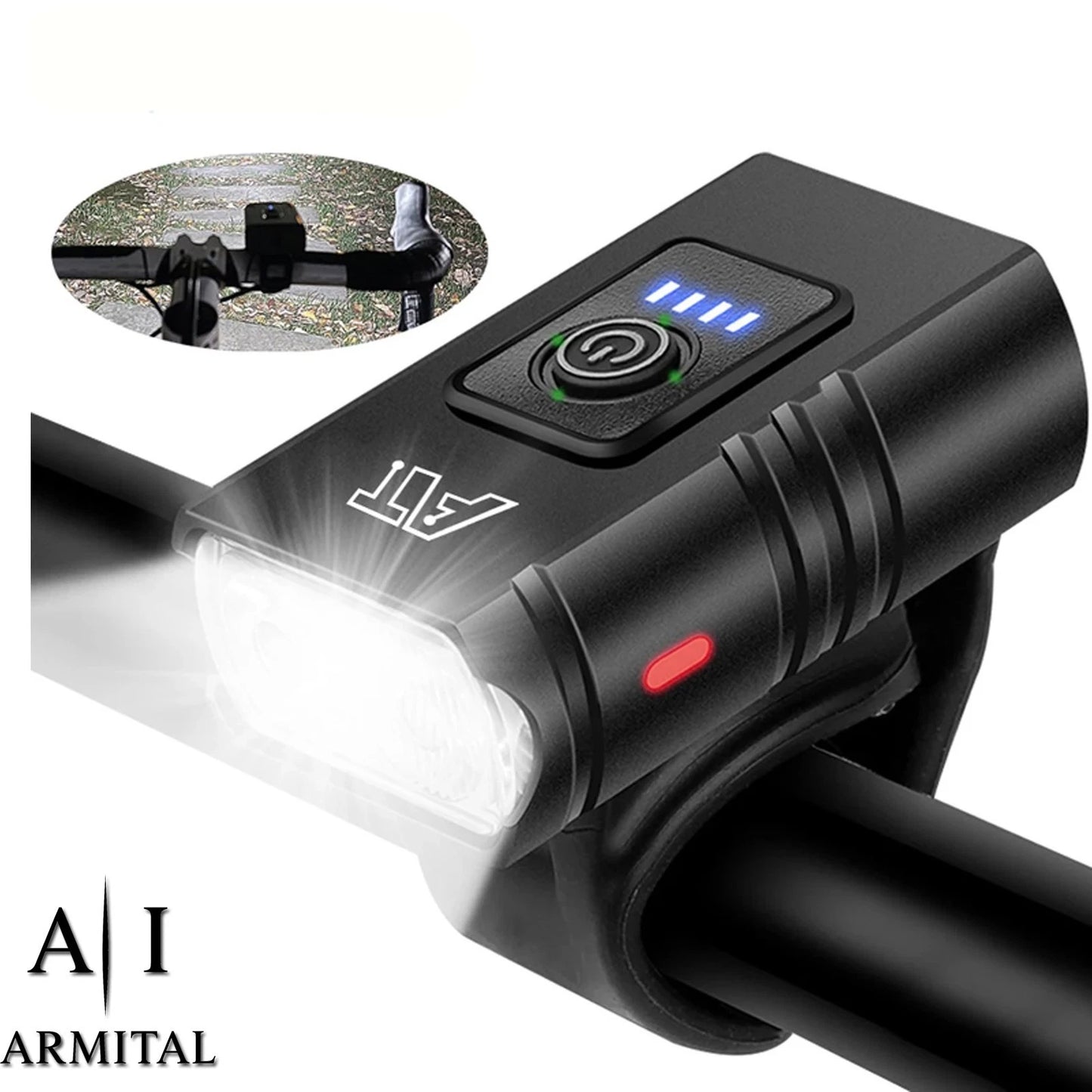 Faro Bici LED T6 Ricaricabile USB-C Impermeabile 6 Modalità Luce Anteriore